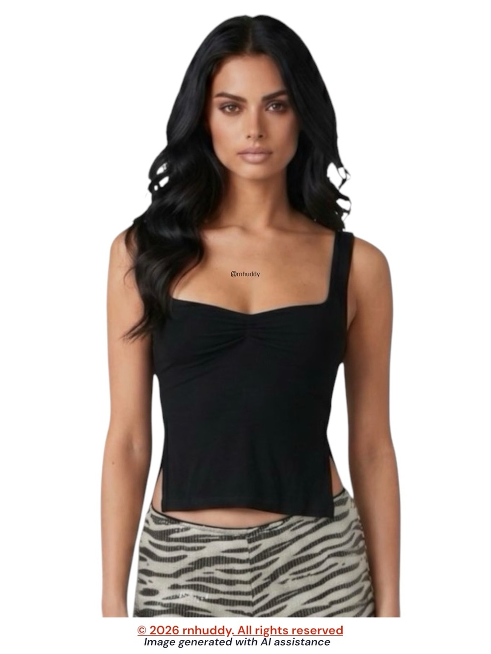 White Fox Boutique M black side slit tank top